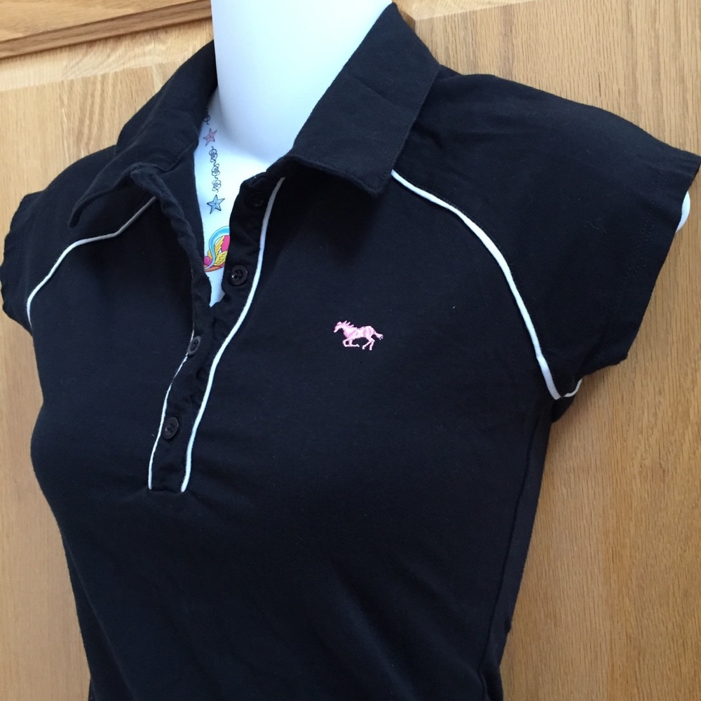 2/$20 Black Polo Pink Horse Button Up Top Shirt S